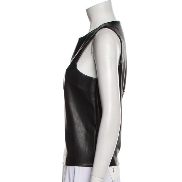 Tibi faux vegan leather sleeveless crewneck top 6/M - Picture 2 of 3